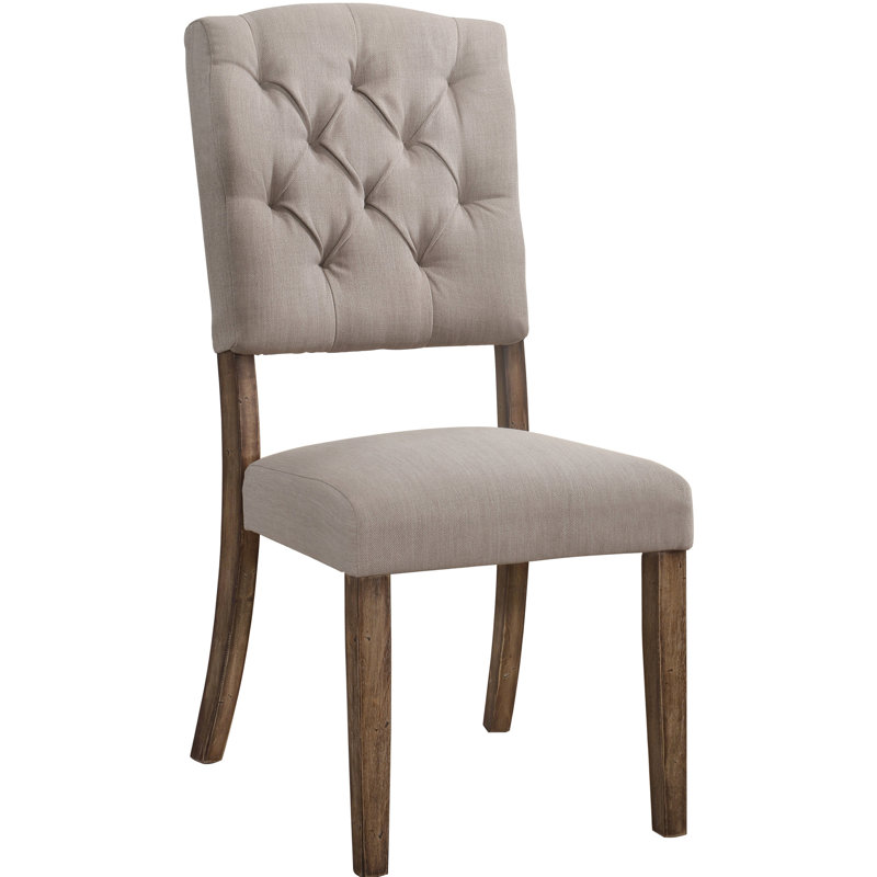 Chaises d'appoint transitionnelles (2) - Revêtement en lin beige, dossier, pieds en bois pour l'accessoire de salle à manger 2