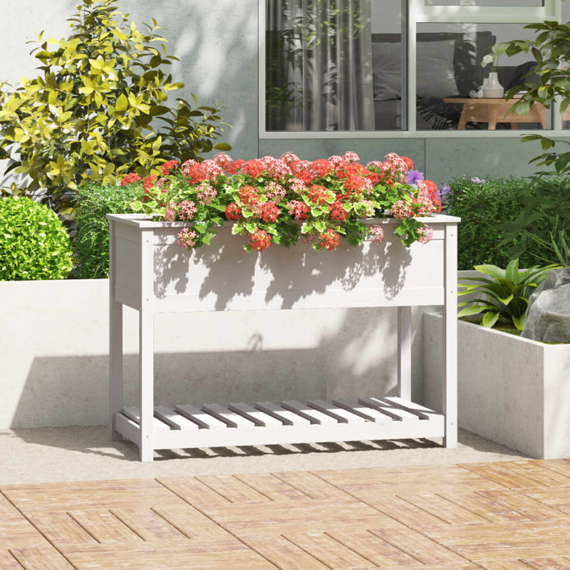 Aalap Wood Raised Garden Bed, White, 81cm H x 111.5cm W x 54cm D