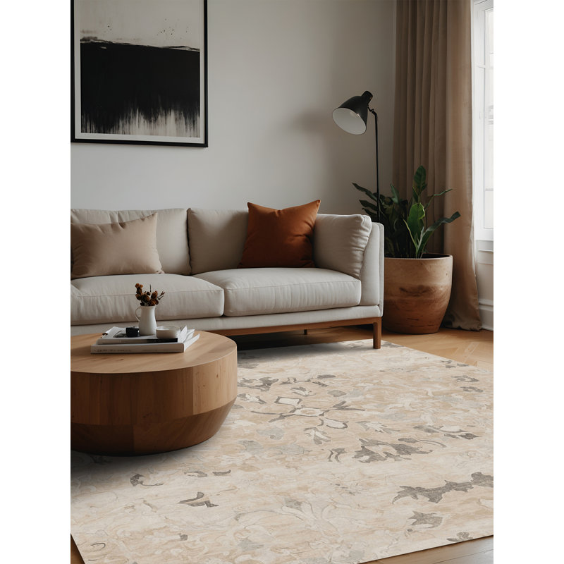 Machine Washable Beige Area Rug GSIX03682, Square 3'