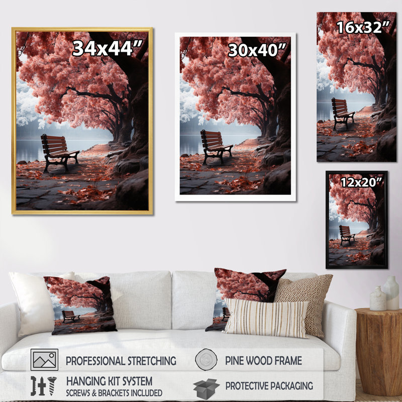 " Pink Forest Silent Contemplation ", White Floater Framed, 40" H x 30" W x 1.5" D