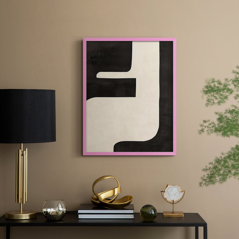 Abstrait, reproduction encadrée CLxxxii - prêt à être accroché , H 10 po x l 8 po, Rose