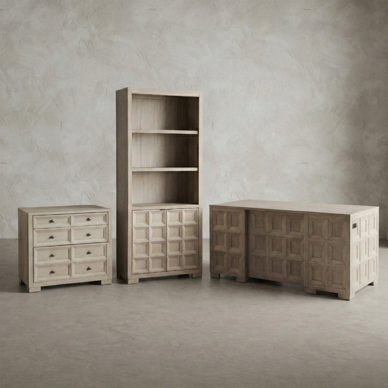 Ensemble de bureau 3 pièces avec bureau de direction, armoire de rangement et bibliothèque Schell