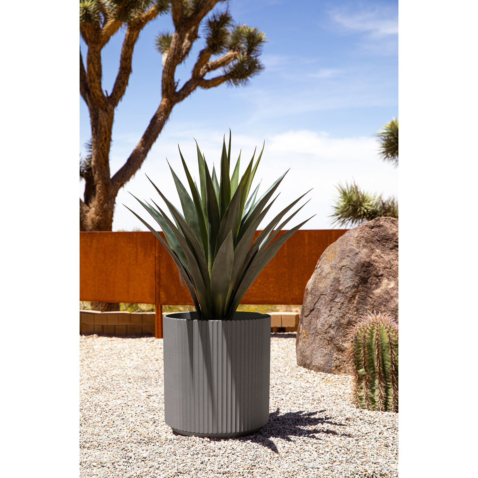 Demi Series Round Planter, 19.75" H x 18.5" W x 18.5" D, Gray, 2
