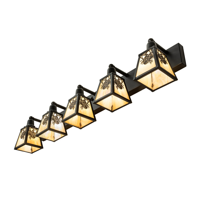 Vanity Light, 10" H x 48" W x 9" D, Beige, Craftsman Brown