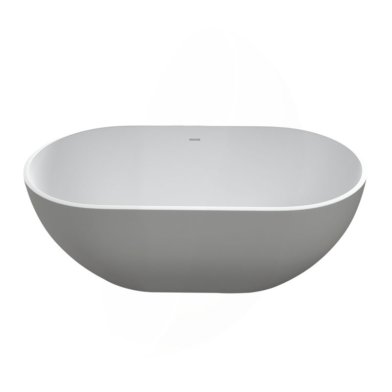 59 Inch Solid Surface Soaking Bathtub - Deep Soak Freestanding Tub