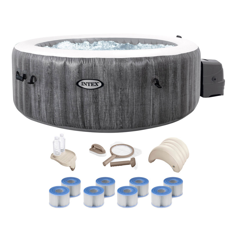 Intex 120 Volt 140 - Jet Vinyl Round Inflatable Hot Tub in Gray