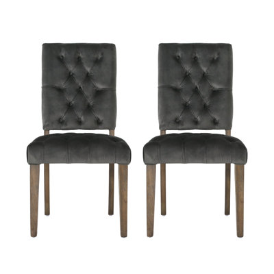 Carolina Velvet Dining Chairs, 2-Pcs Set, Charcoal