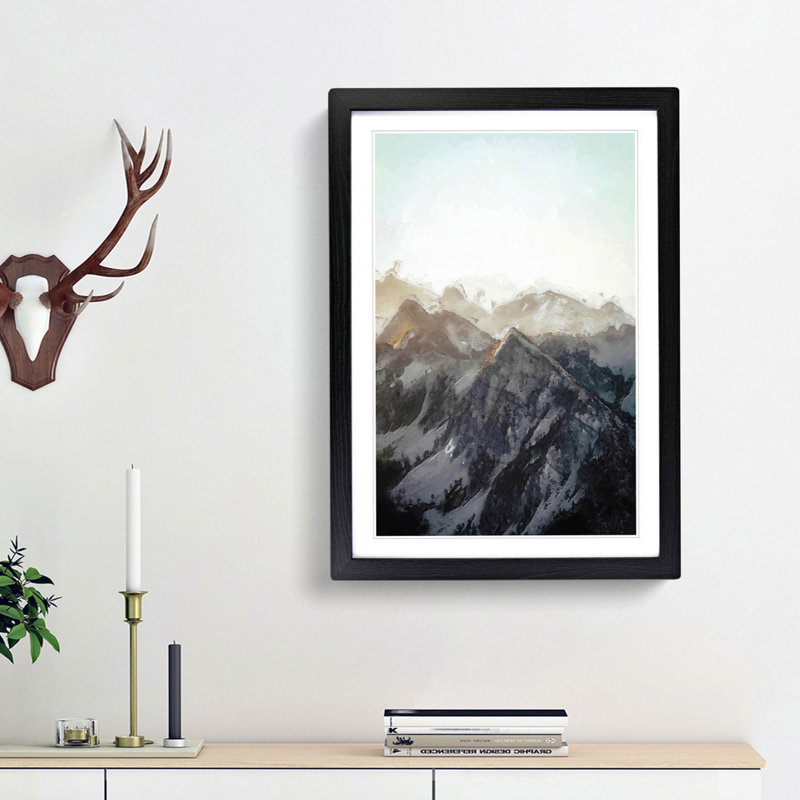 Mountain Range in Abstract - Picture Frame Graphic Art Print, Black Framed, 65cm H x 48cm W x 2cm D
