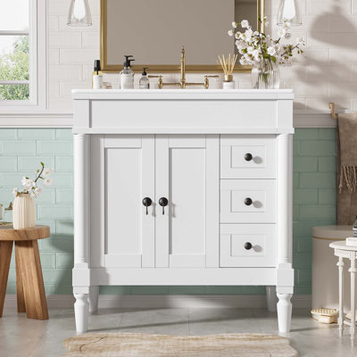 30" Single Bathroom Vanity With Ceramic Top