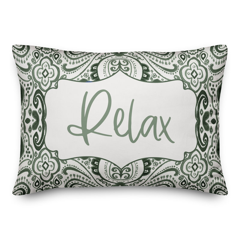 Paisley Outdoor Reversible Throw Pillow, Green