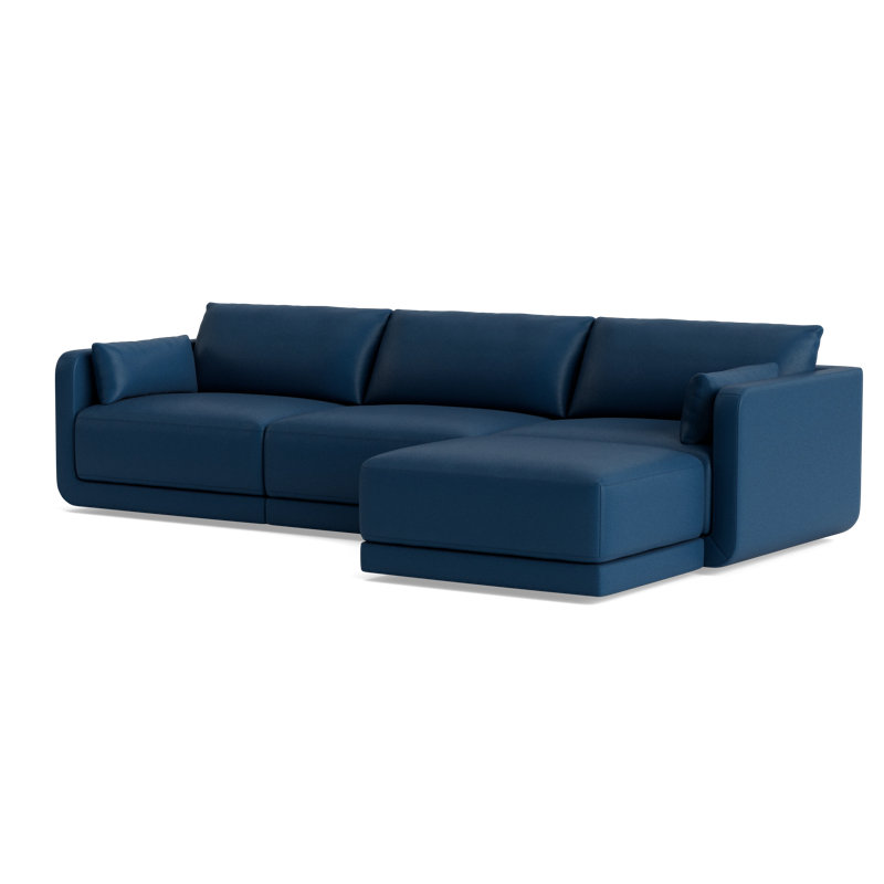 Eva Sofa With Chaise (116"), Leather - Deep Blue