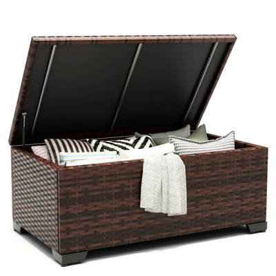 Hermes 60 Gallons Water Resistant Wicker Deck Box in Brown by Hermes