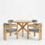 Table de salle à manger ronde en bois d'acacia de 44,5 pouces avec base en X à lattes pour table de jardin à l'arrière
