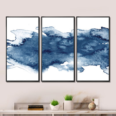 «Abstract Classic Blue II», reproduction sur toile flottante 3 pièces