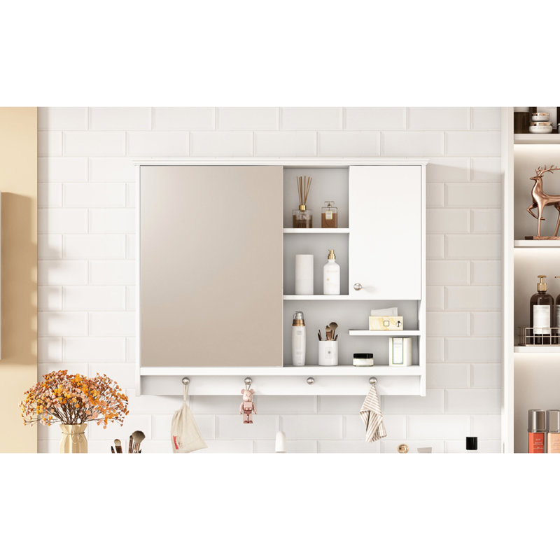 Armoire de salle de bain moderne avec miroir de 36 po avec tablettes réglables - Rehaussez le décor fonctionnel et attrayant de votre salle de bain