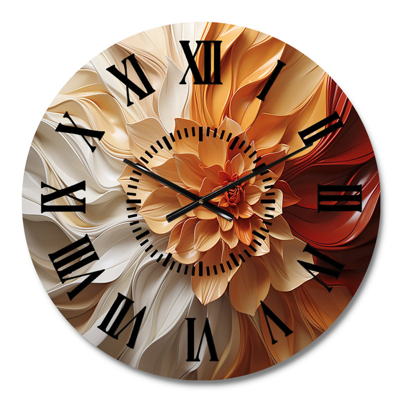 Sunlit Spiral - Abstract Spirals Black Face Wall Clock, Medium