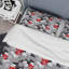 Fleurs rouges et feuilles noires - Ensemble de housse de couette traditionnel - Microfibre de polyester-490873828