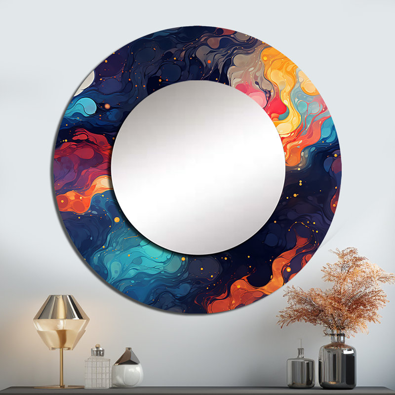 Cosmic Illusion Moody Patterns - Modern Round Mirror Wall Decor_MTMIR128250, 29" x 29"