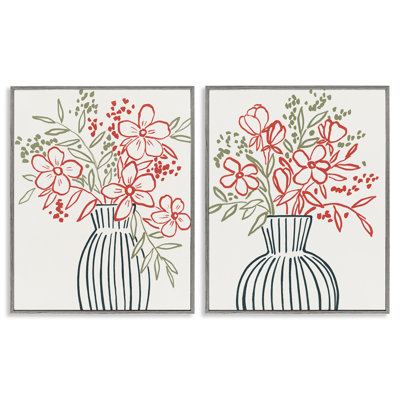 Ensemble de 2 giclées encadrées Botanical Outline Simplicity, design par Aria K.