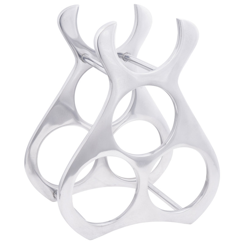 Wine Rack Silver Aluminium Storage Home Display Kitchen Modern Stand