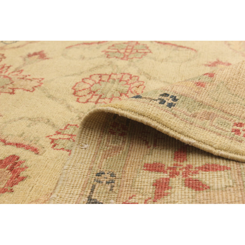 Tapis décoratif Ivoire en laine noué à la main de conception unique 3 pi 10 po x 6 pi 4 po Detjon