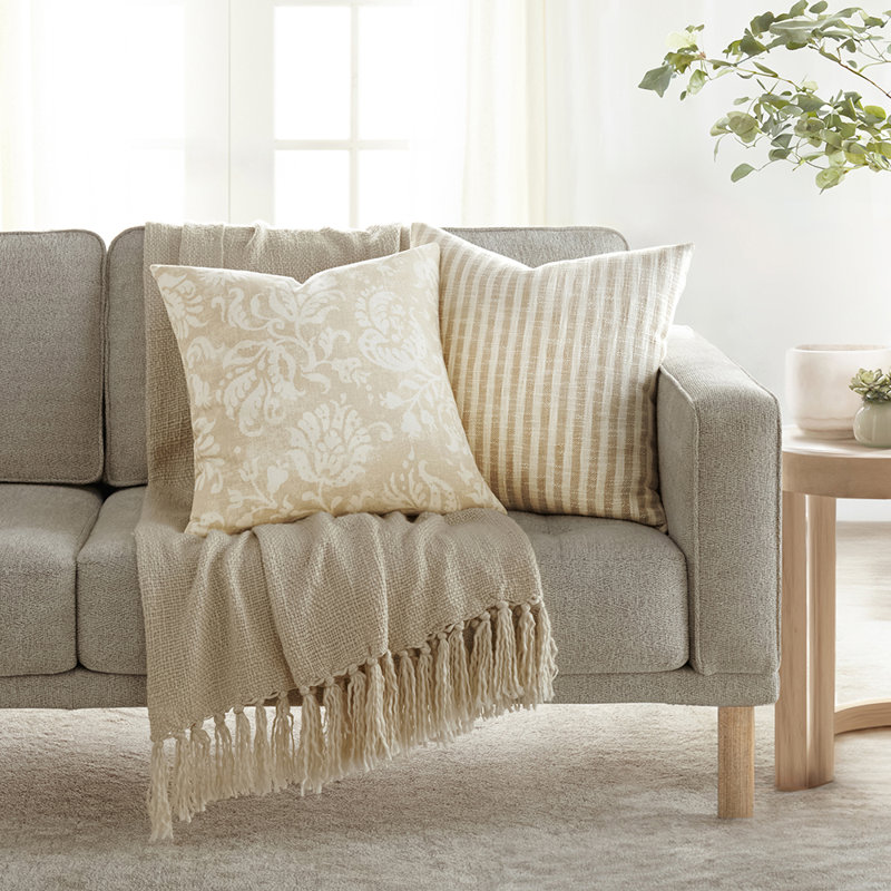 Natural Cotton Yarn-Dyed Square Throw Pillow 20x20