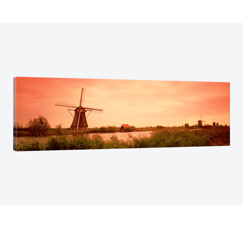 Moulin à vent du 18e siècle, Kinderdigk, South Holland, Pays-Bas, par Panoramic Images - Estampe numérique sur toile tendue avec châssis