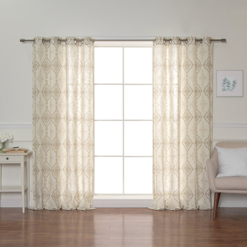 Futrell Semi Sheer Curtain Panel Pair, Beige