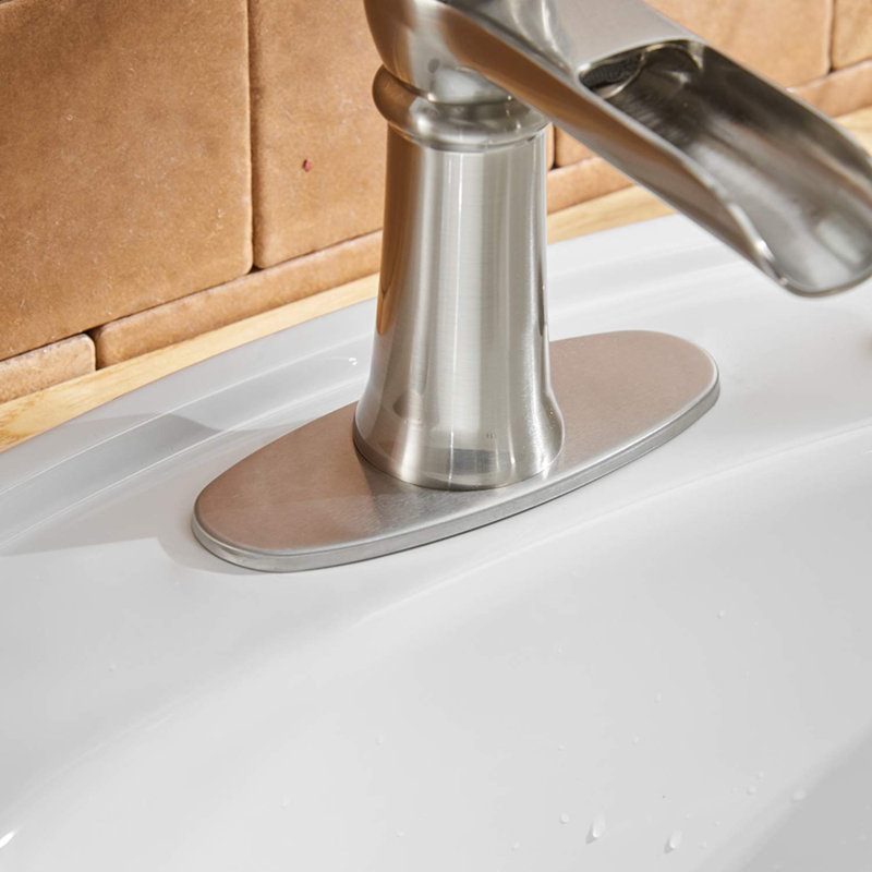 Waterfall Single Hole Single-Handle Low-Arc Bathroom Faucet, Brushed Nickel