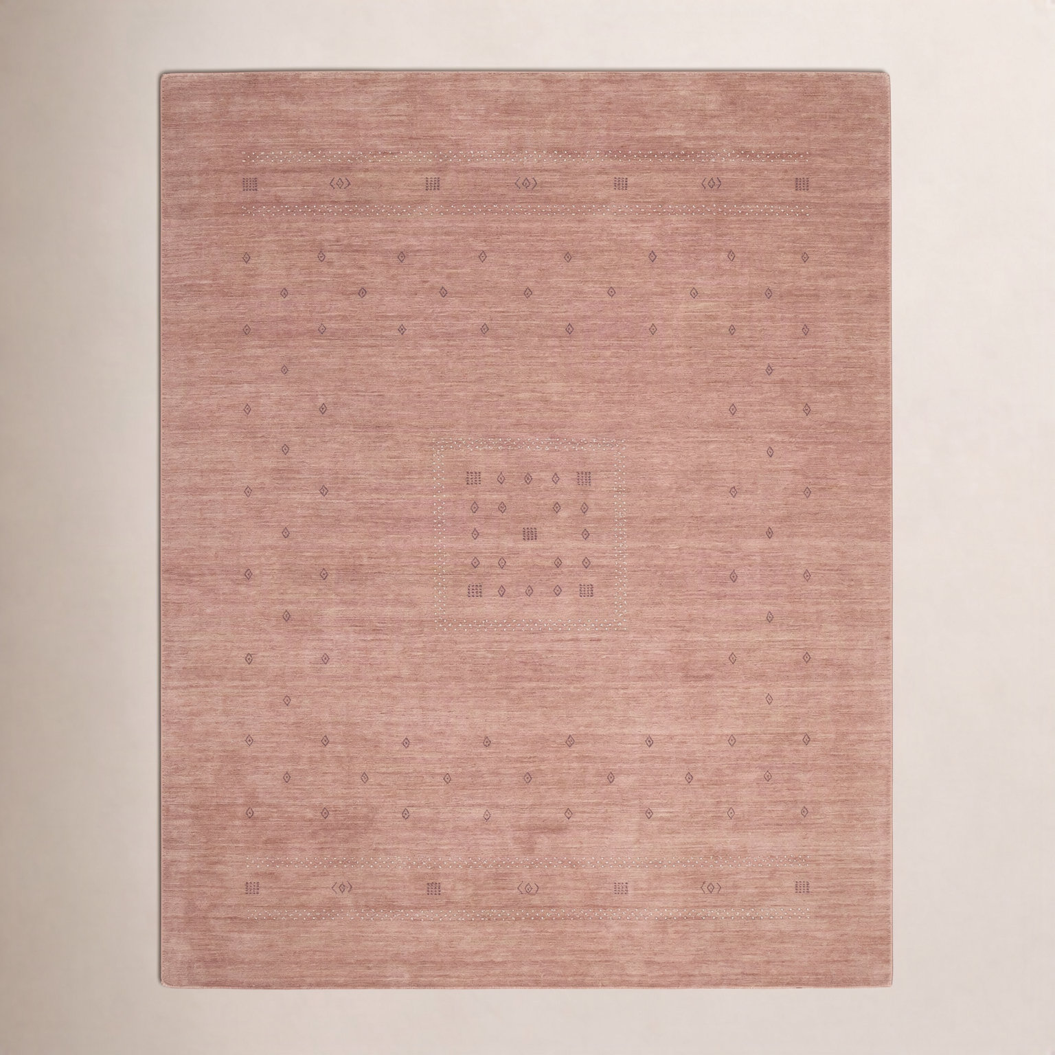 Simi Hand-Woven Geometric Cotton Wool Rug, Peach, Rectangle 6' x 9'