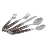 French Home Laguiole 20 Piece Stainless Steel Flatware Set, Service for 4, Chocolate Brown