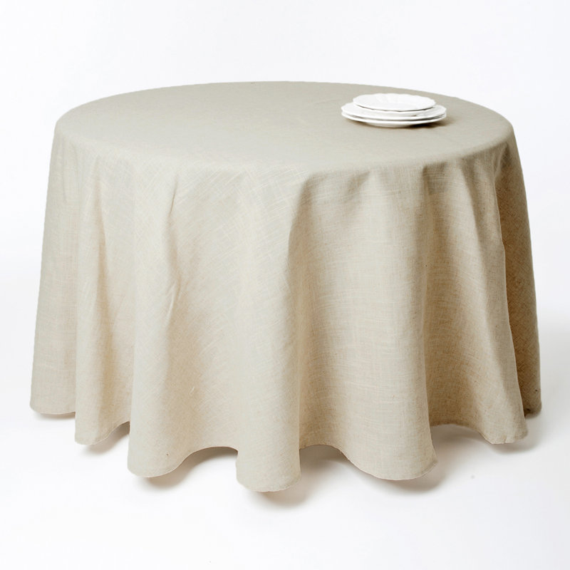 Polyester and Linen Machine Washable Tablecloth, 96" W Round