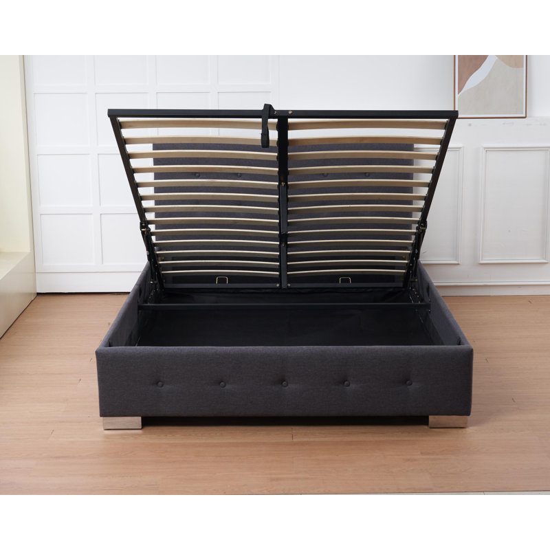 Ottoman Bed, Charcoal, Double (4'6)