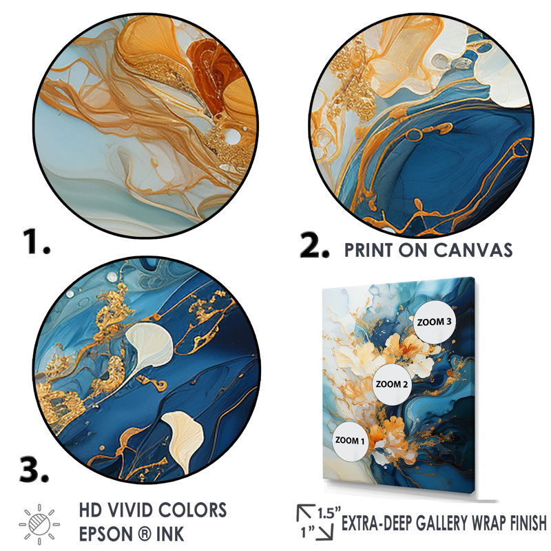 Floral, tempête bleue, charme, impression sur toile, Toile tendue, H 20 po x l 12 po x P 1 po
