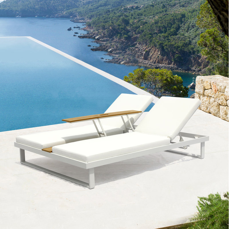 Sandy Double Chaise W60" D79" H15"/36", White, White