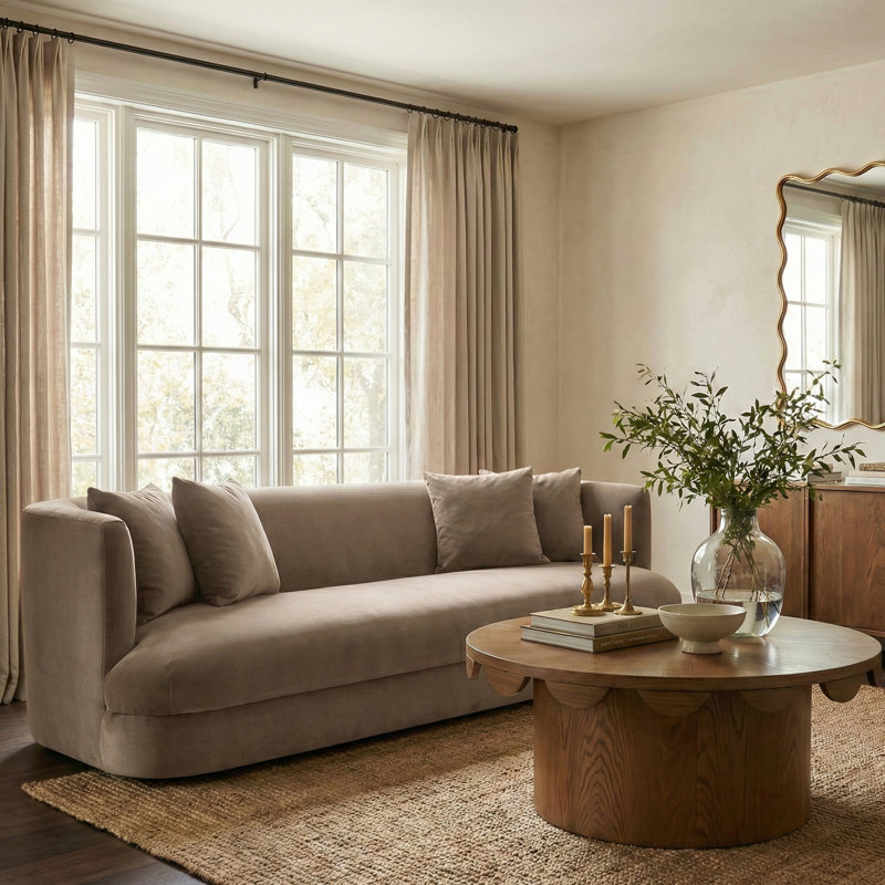Alder Velvet Sofa, Taupe Velvet