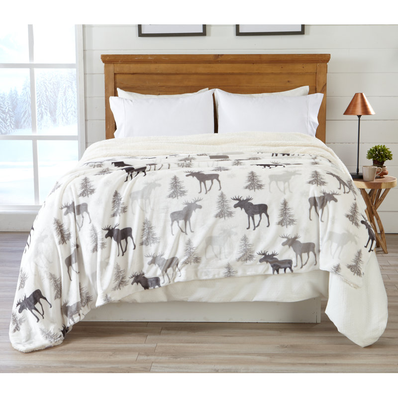 Couverture réversible en sherpa ultra doux à imprimé moelleux, 4.9