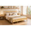 Structure de lit très grand Mid-Century en bois massif avec tête de lit à lattes - mobilier de chambre rustique moderne, sommier en bois durable, aucun sommier nécessaire-129769309