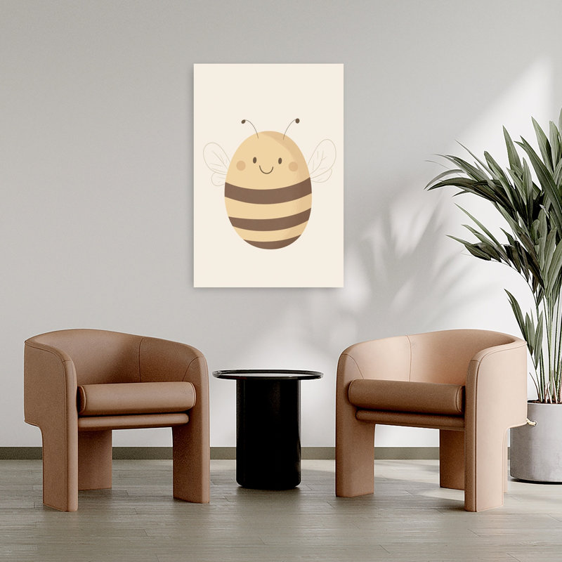 Happy Little Bee Whimsical Contemporary Bee Nature Wall Art Print by Mathieu - Wrapped Canvas Print, 91.44cm H x 60.96cm W