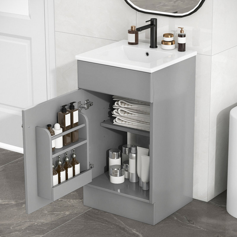 Louise 30'' Single Bathroom Vanity With Ceramic Top, Gray