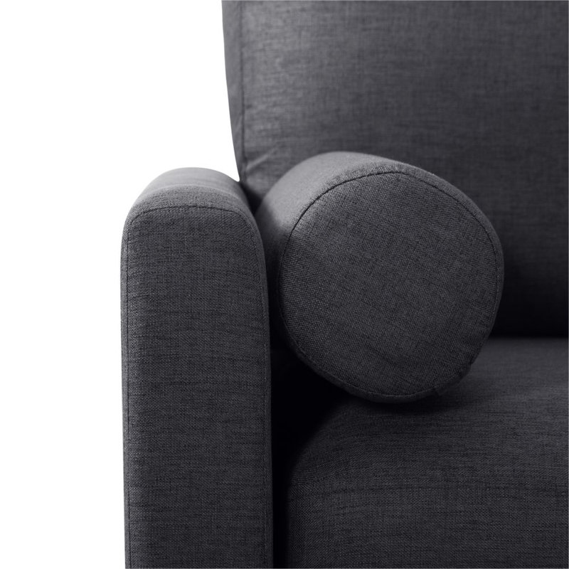 Canapé réversible avec repose-pieds Bork, Mélange de polyester gris foncé