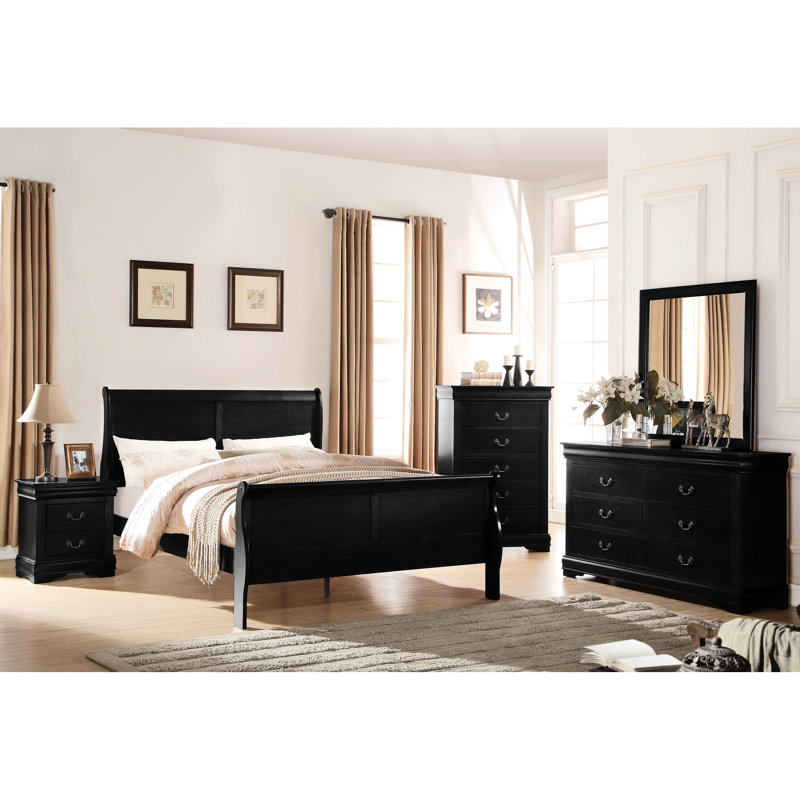 Grand lit noir - Fabriqué avec précision pour une qualité supérieure, l'élégant transforme votre chambre à coucher en une retraite chic