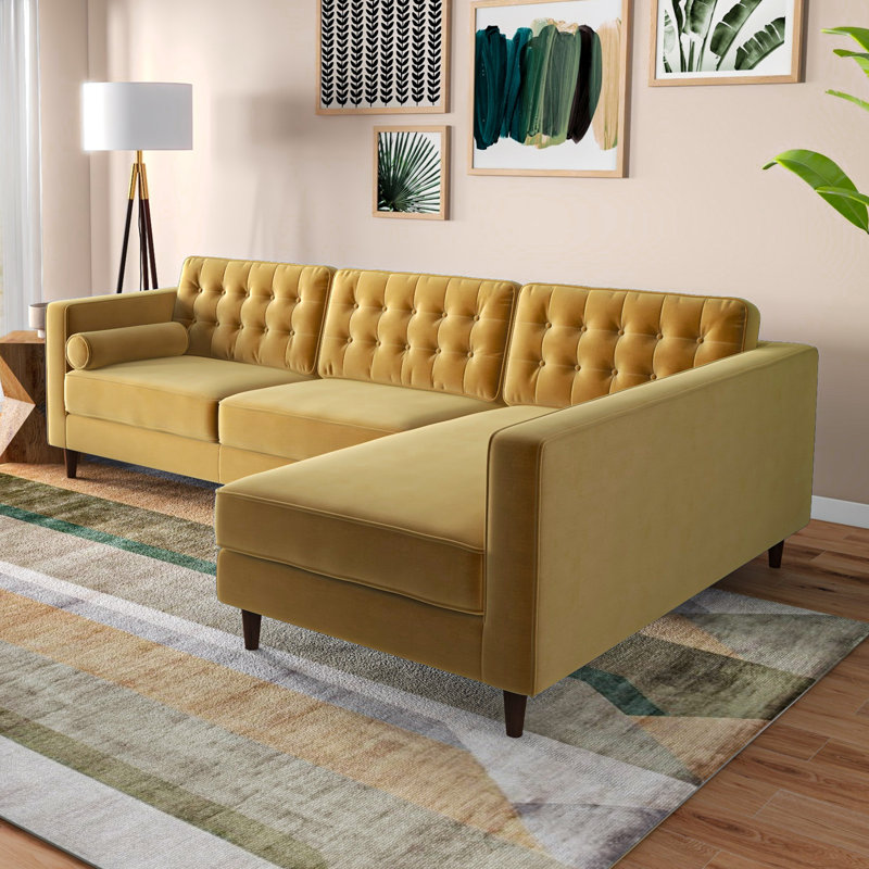 Threadgill 2-Piece Velvet Sectional Sofa | Mercury Row