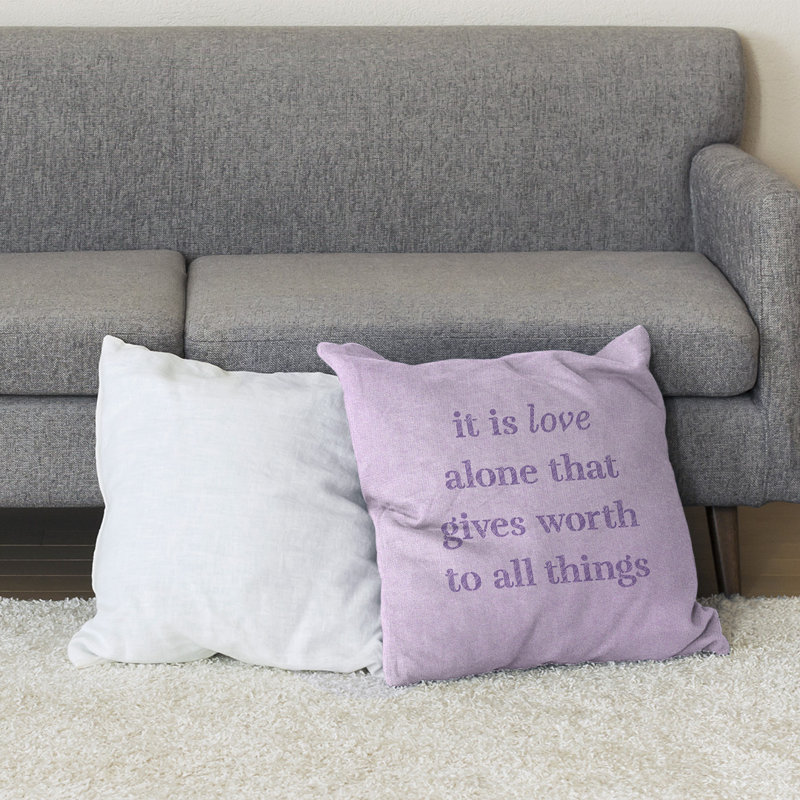 Coussin de sol amour inspirant, 40 po x 40 po, Mauve