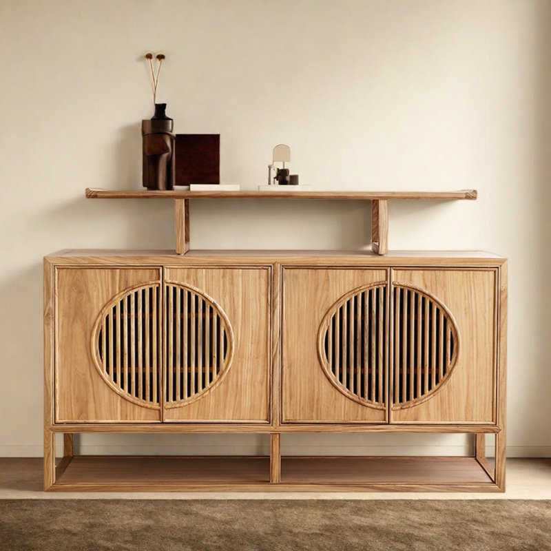 Retro Large-Capacity Sideboard, Burlywood, 43.31" H x 59.06" W x 13.78" D