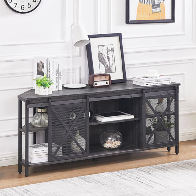 55" TV Corner TV Stand, Industrial Style Media Console Table