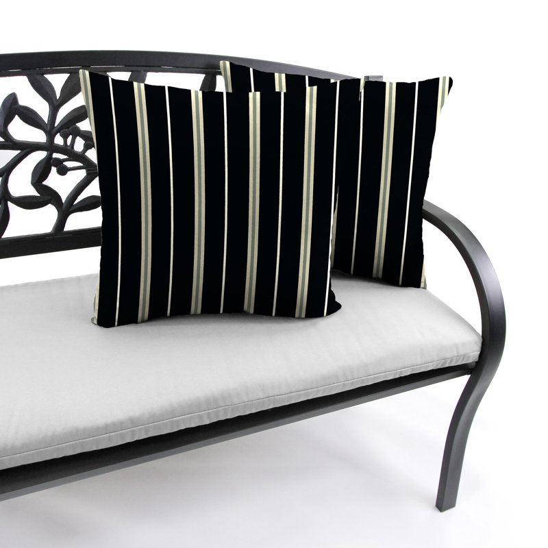 Sunbrella Outdoor Throw Pillow, Black/White/Green/Striped
