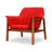 Miller Mid-Century Modern Linen Weave Upholstered Ash Wood Accent Armchair in Burnt Orange-90541644