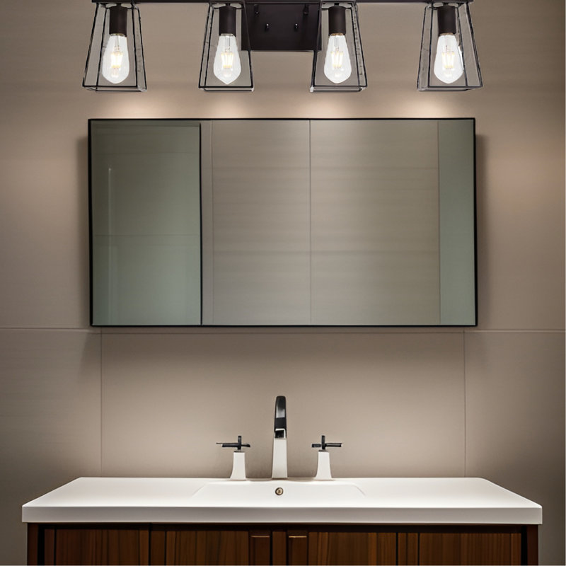 Applique murale de salle de bain bronze huilé 4 - Cage en métal