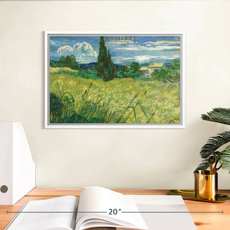 Champ vert 1889, Cadre flottant blanc, 13 po x 9 po